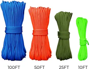 ROSUN Customized 7 Strand Paracord 4mm Polyester Paracord Parachute Cord 550 Lbs Rope