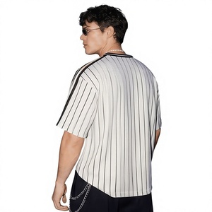 Latest Cheap Price Fashionable <b>Plus</b> <b>Size</b> Men's O-Neck Short Sleeve Striped Casual Printed Breathable 100% Cotton Jersey Custom - Product Image 2