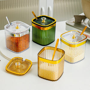<b>Spice</b> <b>Jar</b> <b>Set</b> With Spoon Airtight Lid For Solid Seasonings M Size Plastic Lid - Product Image 2