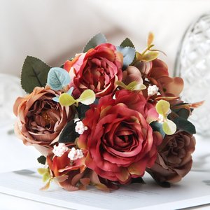 Bouquet <span class=keywords><strong>de</strong></span> fleurs artificielles <span class=keywords><strong>de</strong></span> style européen rétro, hortensia, pivoine, <span class=keywords><strong>hibiscus</strong></span>, <span class=keywords><strong>rose</strong></span>, décoration <span class=keywords><strong>de</strong></span> mariage à domicile, arrangement floral - Product Image 2