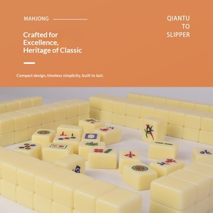 Yusheng Mahjong para 4 Jugadores, Fichas de Acrílico Verde y Blanco con Textura Dura y Grabado Suave, para Entretenimiento en Casa - Product Image 4