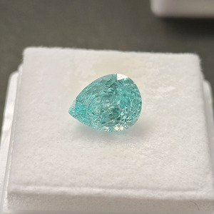 Piedras preciosas sueltas en forma de pera, cultivadas en laboratorio, Paraiba, corte triturado, tamaño 7x9mm, para la elaboración de collares. - Product Image 2