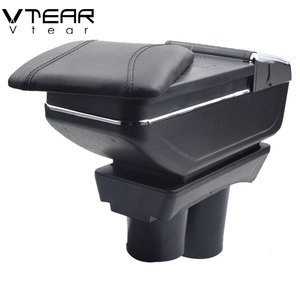 Vtear pour <span class=keywords><strong>Peugeot</strong></span> <span class=keywords><strong>301</strong></span> Accoudoir en cuir avec boîte de rangement centrale, surpiqûres rouges, accessoires intérieurs de voiture en ABS, 12-16 - Product Image 3