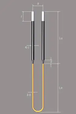 Vara 1700c mosi2 tipo u, elementos de aquecimento elétrico para forno de muffle