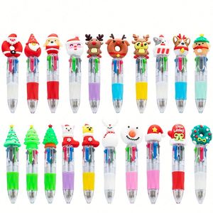 Christmas Cartoon Mini Cute Elementary School Student 4-In-1 Push-Button Multi-Color Plastic Ballpoint <b>Pen</b> - Product Image 1