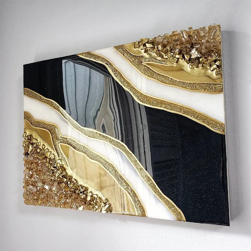 Grande moderno oro nero resina Geode wall art singolo e combinazione pittura diamante decorazioni per la casa 3D wall art regalo di inaugurazione della casa