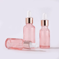 Flacon compte-gouttes de sérum d'huile essentielle en verre rose 30 15 50ml tailles de pipette soins de la peau récipient cosmétique poli