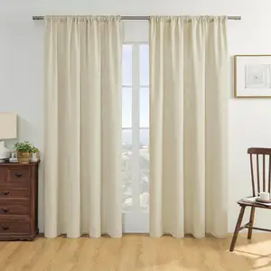 Cortinas de mezcla de lino y lino, filtrado de luz tejido semitranspirable para sala de estar, dormitorio