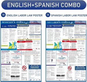 Affiche bilingue sur les lois <span class=keywords><strong>du</strong></span> <span class=keywords><strong>travail</strong></span> fédéral et de l'État <span class=keywords><strong>du</strong></span> Tennessee 2026, affiche OSHA - Product Image 3