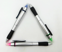 Surligneur avec stylo et stylet combinés, barils multicolores, encre noire à bille, surligneurs en gel à la cire