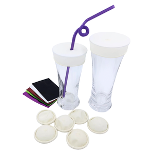 Couvre-gobelet en verre anti-déversement avec rebord élastique, couvercle extensible en silicone pour gobelet, emballage - Product Image 1