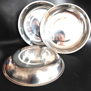 Assiette ronde en acier inoxydable de 24 mm d'épaisseur, assiette creuse pour usage domestique, vaisselle de cantine, assiette repas - Product Image 1