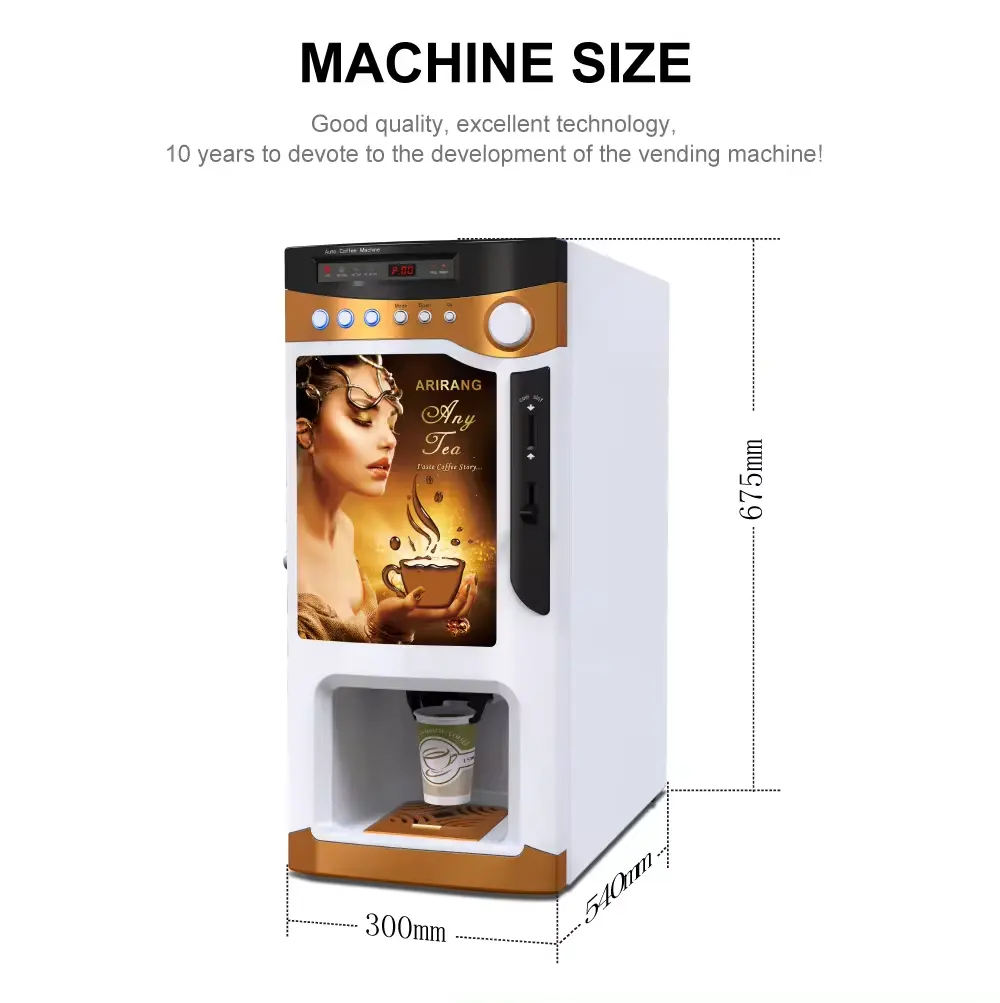 3 lezzet akıllı tam otomatik para ödeme sıcak çay kahve makinesi çözünebilir kahve otomat