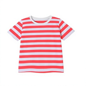 T-shirt à manches courtes pour filles, col rond, rayé rouge et blanc, vert uni, raglan, décontracté, tricoté, 100% coton, écologique, vert clair - Product Image 4