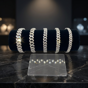 Bracelets chaîne en moissanite de luxe KIVORA, argent 925 plaqué rhodium, taille brillant ronde, unisexe, pour tous les jours - Product Image 4