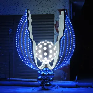 주문을 받아서 만들어진 추상적인 LED 주제 빛 조각품 진주 공원 금속 기술