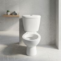 WC complet en céramique deux pièces avec réservoir à motif, abattant en plastique et raccords LLC