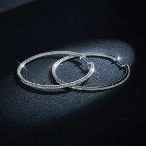 Pendientes de Aro de Silicona con Moissanita de 50 mm, Chapados en Oro y Plata, Unisex, para Fiestas - Product Image 4