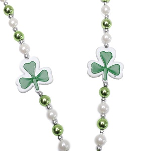 Collar de cuentas de trébol verde del Día de San Patricio con borla, trébol de la suerte, decoraciones de trébol irlandés, accesorios de disfraces - Product Image 5