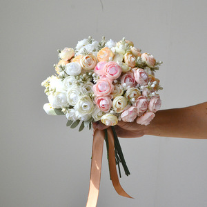 Ramo de Flores de Ranúnculo Artificiales de Seda Realista de 18 Cabezas, Mini, al por Mayor de China, para Decoración del Hogar, Centro de Mesa para Bodas - Product Image 4