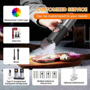 Utensilios y utensilios de cocina, juego de especias eléctrico recargable por gravedad, molinillo de sal y <span class=keywords><strong>pimienta</strong></span> con luz LED - Product Image 4