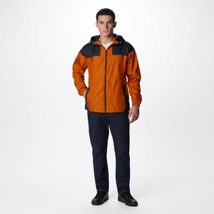 OEM Custom Logo <b>Men's</b> Plus Size Windbreaker <b>Jacket</b> Stand Collar Stylish Thin Coating Hooded <b>Long</b> Outdoor Sports Windproof Design - Product Image 1