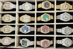 Indian Supplier Bold Stylish Diamond Luxury Men's <b>Watch</b> Leather Strap Polished Stainless Steel Case Waterproof Pointer Sapphire - Product Image 3