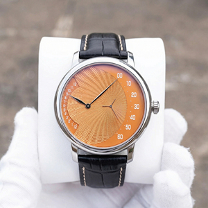 Relojes Mecánicos Automáticos de Lujo para Hombre, Personalizados OEM ODM, con Horas Saltantes, Minutos Retrogrados, Esfera Salmón con Patrón Guilloché Ondulado - Product Image 1