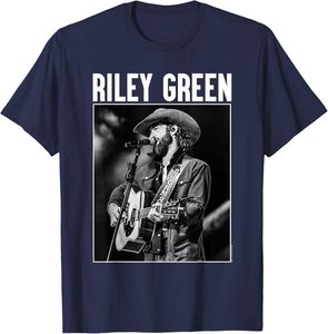 T-shirt à manches courtes en coton solide, style vintage, avec image de Riley Green chantant les plus grands succès de la musique country - Product Image 4