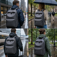 Sac à dos professionnel unisexe personnalisé en PVC résistant à l'eau, avec bretelles doubles, poche avant rembourrée en maille pour les trajets professionnels