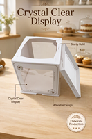 Caja para Pastel de Cumpleaños de Osito, Tamaño Grande |   Cartón Blanco de Grado Alimenticio con Ventanas Laterales Dobles de PET, Ecológico, Reciclable, en Stock
