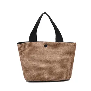 Bolsa de paja reciclada coreana personalizada Primavera Verano nueva moda bolso trenzado Pastoral viento hierba trenzada playa bolsa de vacaciones
