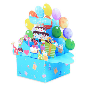Ensemble gâteau d'<span class=keywords><strong>anniversaire</strong></span> et ballons pop-up 3D personnalisés Boîtes en <span class=keywords><strong>carton</strong></span> Cartes par les fabricants Célébrez avec du papier durable - Product Image 2