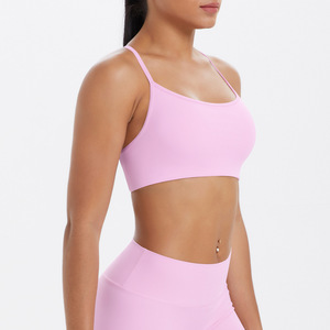 Wholesale Women Thin Strap Criss <b>Cross</b> Back Yoga Bra Backless Padded Shockproof Pilates Sports Bra Gym Workout Running Crop <b>Top</b> - Product Image 4