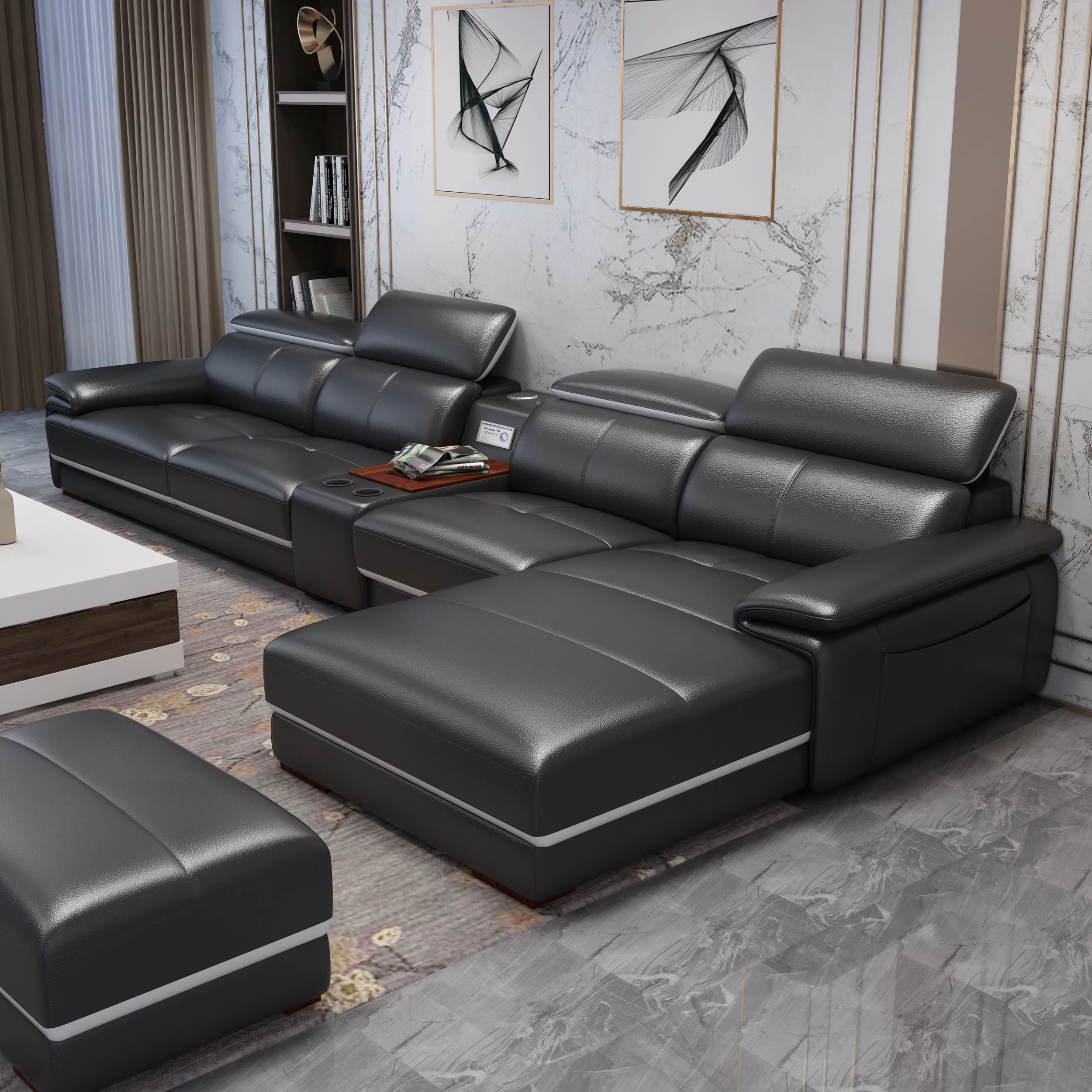 Style nordique design simple canapé en forme de L meubles de maison ensemble de canapés 3 places canapés d'angle de salon