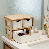 Organisateur de maquillage en bambou, boîte organisatrice de cosmétiques pour commode, organisateur de bureau en bambou pour la maison
