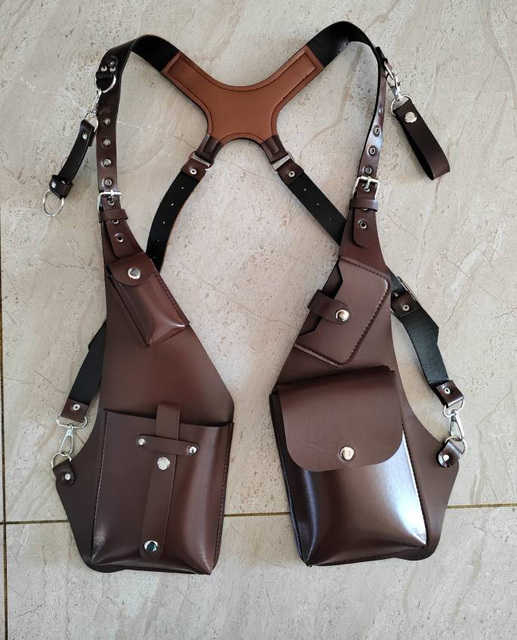 Wholesale Custom Logo Men PU Leather Underarm Shoulder Bag Retro Steampunk Adjustable Phone Holster Harness Bag