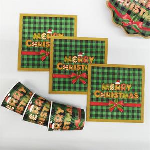DAMAI Wholesale Merry Christmas Hat Bell Disposable Tableware Children Party Plates Xmas Dinnerware Set Paper Napkin Cups Plates - Product Image 5