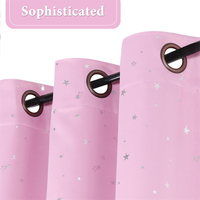 Rideaux occultants thermiques roses pour filles et enfants, imprimés étoiles, avec œillets, 100 % polyester, pour chambre d'enfant, 52 pouces