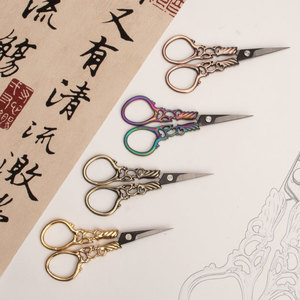 Household <b>Titanium</b> Alloy Small Scissors Straight Head Stainless Steel Blade Retro Craftsmanship Tailor Scissors - Product Image 2