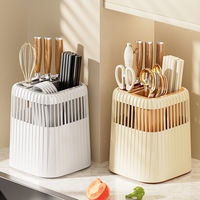 Support de couteaux rotatif en plastique GYH-Y9999 avec tube à baguettes intégré et boîte de rangement pour cuisine domestique – Aucun montage requis
