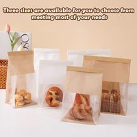 Sac en papier kraft écologique avec fenêtre et fermeture à boucle pour boulangerie, aliments, collations, emballage alimentaire réutilisable de haute qualité et sûr
