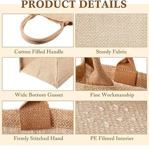 Promotional Custom Printed Logo Shoulder Strap Plain Grocery Shopping Hessian Burlap Jute Tote Bag For Advertising