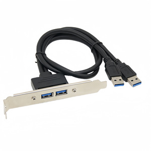 สายต่อขยาย USB 3.0 แบบสองพอร์ต ชาย-หญิง พร้อมขายึดสำหรับแผงด้านหลังเคสคอมพิวเตอร์ - Product Image 1
