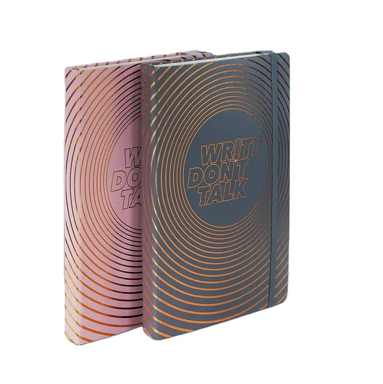 Pianificatore annuale mensile di quaderni in tessuto di lino stampato con copertina in pelle PU personalizzata con portapenne e tasca