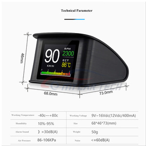 Mycartech เครื่องมือวัดระดับอัจฉริยะ, เครื่องวัด <span class=keywords><strong>P10</strong></span> <span class=keywords><strong>Obd2</strong></span>จอแสดงผลแบบ HUD มีสัญญาณเตือนความเร็วสูงใช้คอมพิวเตอร์วินิจฉัยปัญหาการเดินทาง - Product Image 5