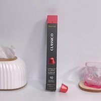 Boîte de capsules de café personnalisable avec impression couleur, emballage en carton blanc recyclable avec vernis sélectif UV pour dosettes Nespresso de 37 mm