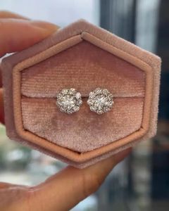 ต่างหูเพชรทรงกลม 2 กะรัต เพชรเลี้ยงในห้องปฏิบัติการ ทอง 14K ระยิบระยับ งานแต่งงาน เครื่องประดับชั้นดี ของขวัญสำหรับเธอ - Product Image 1