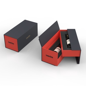 Hộp quà rượu cao cấp, thiết kế ngăn kéo hai lớp màu đen đỏ, sang trọng - Product Image 2