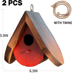 Jaula para pájaros de madera maciza de lujo moderna, casa de colibrí para exteriores con cierre de cinturón con patrón de animales cuadrados para pájaros y gatos que viven - Product Image 3